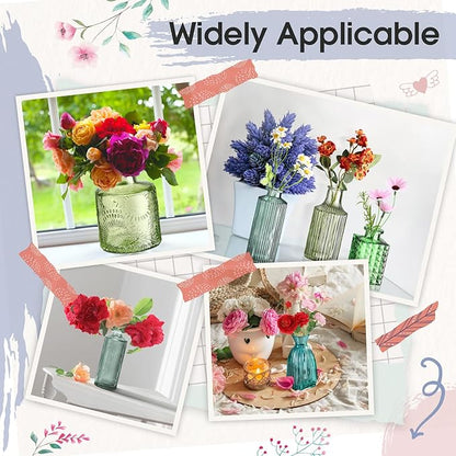 Yaomiao 30 Pcs Vases Bulk Colored Flower Glass Christmas Vases Bud Vintage Colored Glass Bottles Colorful Rustic Embossed for Home Wedding Table Decorations Gifts(Green Series)
