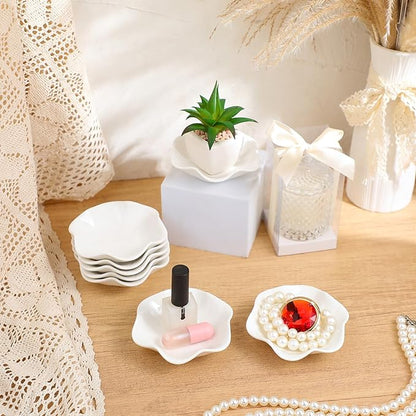 Shappy 24 Pcs Ceramic Ring Dish Bulk 4.5 in Small Jewelry Tray Porcelain Trinket Dish for Women Wedding Birthday Gifts (White)