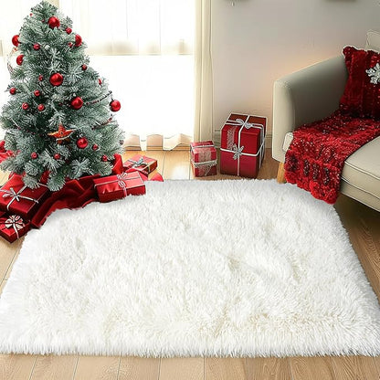 Small Rugs for Bedroom, 2x3 Soft Fluffy Fuzzy Area Rug, Non Slip Shag Rugs for Living Room Dorm Girls Boys, Kids Carpet Modern Home Decor Aesthetic, Cream White