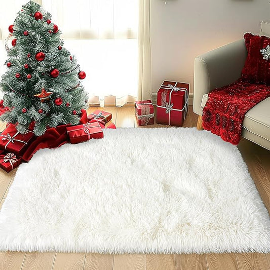 Small Rugs for Bedroom, 2x3 Soft Fluffy Fuzzy Area Rug, Non Slip Shag Rugs for Living Room Dorm Girls Boys, Kids Carpet Modern Home Decor Aesthetic, Cream White