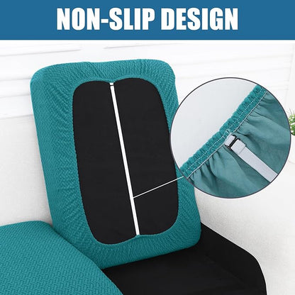 Smiry Waterproof Couch Cushion Covers, Stretch Jacquard Thick Sofa Cushion Covers, Washable Seat Slipcover Elastic Furniture Protector for Pets, Kid (3PC, Peacock Green)