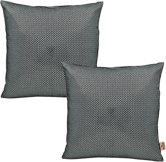 Star Sparkling Suede Leather Pillow Cover, Square Soft Silver Metallic Throw Pillow Covers, Pillow Cases for Home Décor, Sofa, Couch Chair, Car (14x14 Inches, Sparkling Black Pack of 2)