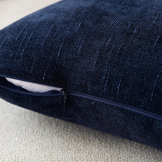 Foindtower Pack of 2 Soft Textured Throw Decorative Pillow Covers Square Accent Solid Cushion Cover Cozy Farmhouse Pillow Case with Zipper for Couch Sofa Bedroom Living Room 20x20 Inch, Navy