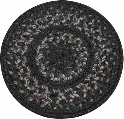 Homespice Jet Black Jute Braided Kitchen Trivets for Hot Dishes, Warm Primitive Decor, Set of 6, 8" Round Heat Resistant Mat - Rich Colors, Easy to Clean, Durable and Protects Furniture