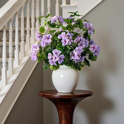 Artificial Flowers for Outdoors Artificial Geraniums for Indoor Fake Flowers 17.7In Uv Resistant Artificial Outdoor Flowers Suitable for Indoor Home Decor Outdoor Garden Decor (4PCS,Purple)