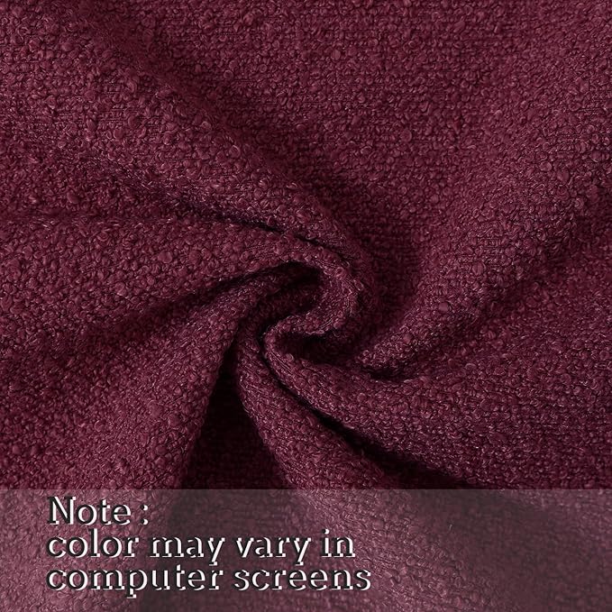 Jeneoo Burgundy Red Decorative Square Thick Throw Pillow Covers Fine Textured Boucle Couch Cushion Cases for Home Livingroom Sofa Decor, Set of 2, 20 x 20 Inch