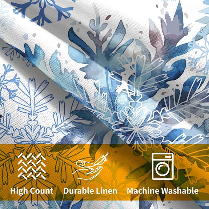 Christmas Pillow Covers 16x16 Set of 2 Decorations Blue White Snowflakes Throw Pillow Covers Decorative Vintage Winter Pillow Case Farmhouse Rustic Pillowcases Cozy Soft for Sofa Bed Chair Home Decor