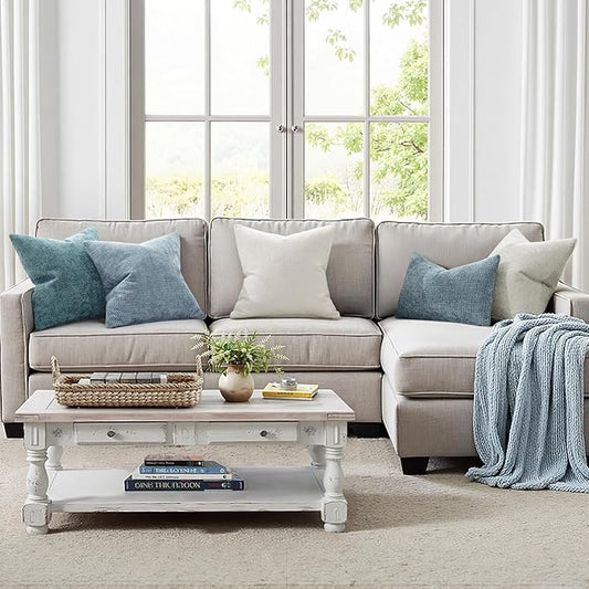 MIULEE Pack of 2 Couch Throw Pillow Covers 18x18 Inch Coastal Light Blue Modern Boho Accent Decorative Pillow Covers Soft Chenille Farmhouse Cushion Covers for Home Decor Bed Sofa Living Room
