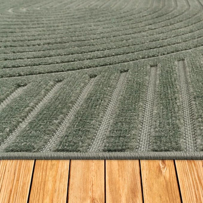 Paco Home Modern Area Rug with Curved Bow Pattern – Minimalist Design in Green, Size: 2'8" x 4'11"