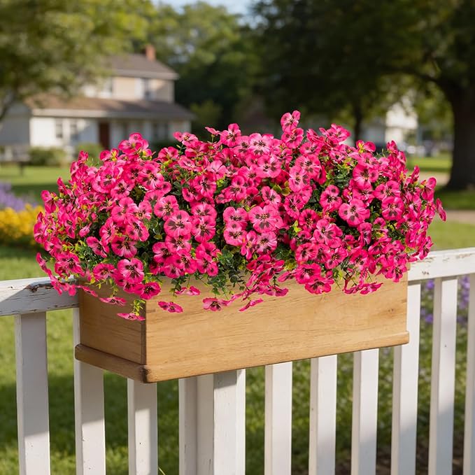 Artificial Flowers, 24 Bundles, Decorative Bouquets for Home, Wedding, Garden, Office Decor (Dark Pink)