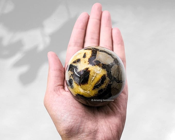 Amazing Gemstone Septarian Crystal Ball with Stand - 3 Inches Large Crystal Sphere Meditation Balls for Witchcraft and Decorative Balls
