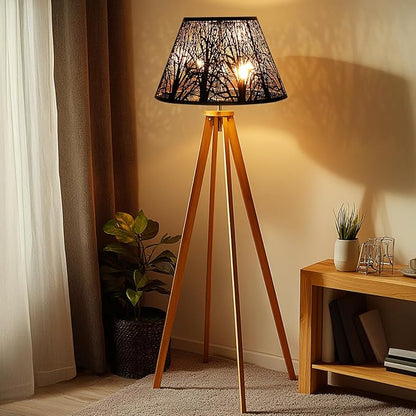 Medium Lamp Shade, ALUCSET Barrel Metal Lampshade with Pattern of Trees Lampshade for Table Lamp, 7x13x7.8 inch, Metal Lampshades, Spider