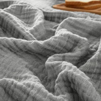 PHF 100% Cotton Muslin Blanket Queen Size 90"x90", 4-Layer Lightweight Gauze Throw, Breathable Cloud-Soft Minimalist Blanket for Bed, Couch, Camping & Baby, Grey, Ideal Gift