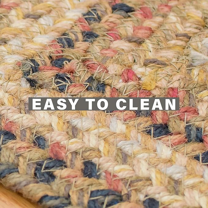 Homespice Russet Jute Braided Stair Treads, Warm Country Decor, Set of 13, Multicolor 8x28 Oval Rug for Stairs - Easy to Clean, Tightly Stitched and Durable