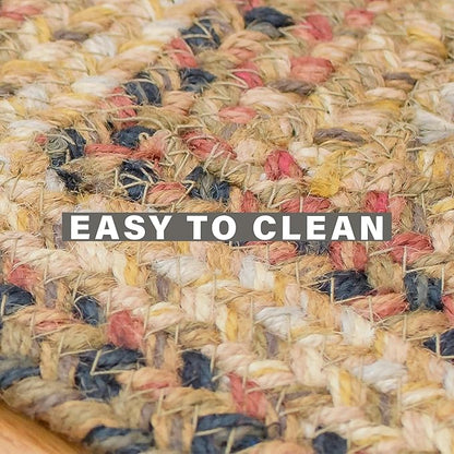 Homespice Russet Jute Braided Stair Treads, Warm Country Decor, Set of 13, Multicolor 8x28 Oval Rug for Stairs - Easy to Clean, Tightly Stitched and Durable