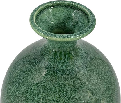 Galt International Green Reactive Glazed Decorative Ceramic Vase, 11 Inch, Green Monochrome, Modern Home Decor
