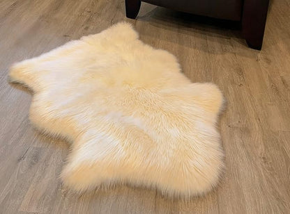 LAMBZY Faux Sheepskin Super Soft Hypoallergenic Silky Shag Rug for Living Room, Kids Room, Sofa (Single 2'x3', Cream)