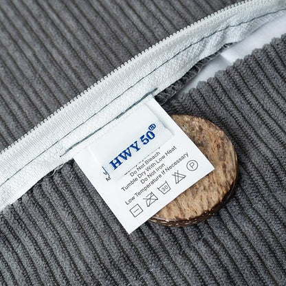 HWY 50 Gray Grey Chenille Throw Pillow Covers 16x16 Inch with Triple Buttons, Soft Farmhouse Accent Decorative Cushion Cases for Couch Sofa Bed Bedroom Pack of 2