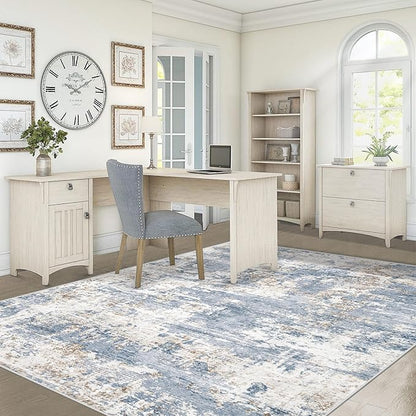 5x7 Area Rugs for Living Room, Washable Modern Abstract Large Area Rug Neutral Soft Non Slip Kids Rug Stain Resistant Indoor Carpet for Bedroom Nursery Dining Room Home Office(Blue, 5'x7')