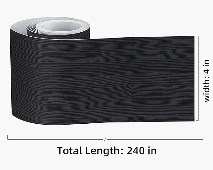 FLFK Mirror Border,Black Wood Grain Peel and Stick Wallpaper Border Self Adhesive Wallpapers for Living Room Bedroom Kitchen Bathroom 4"x240"