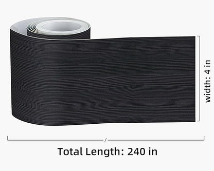 FLFK Mirror Border,Black Wood Grain Peel and Stick Wallpaper Border Self Adhesive Wallpapers for Living Room Bedroom Kitchen Bathroom 4"x240"