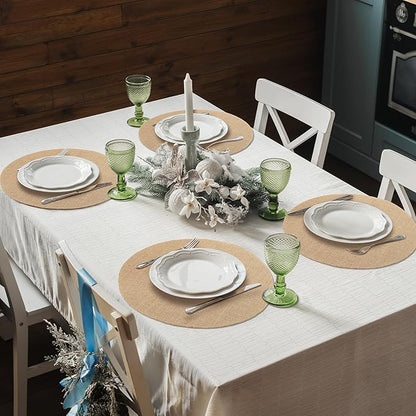 Kochorie 100 Pieces Burlap Placemats 15 Inch Round Reusable Brown Table Mats Natural Jute Fibers Placemats Bulk Circle Rustic Table Decorations for Dining Wedding Holiday Farmhouse Supplies