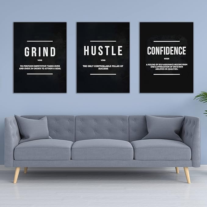 Yetaryy Motivational Poster Inspirational Wall Art 3 Pieces Canvas Painting Lion Artwork for Living Room Office Modern Home Decor Prints Pictures Wall Decor Framed Ready to Hang [60''Wx 28''H]
