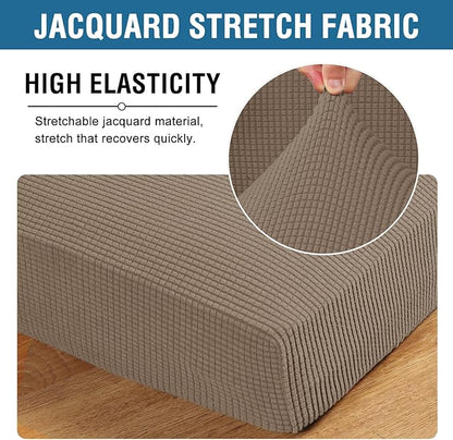H.VERSAILTEX Multi-Pieces Loveseat Covers for 2 Cushion Couch High Stretch Couch Cushion Covers Jacquard Textured Twill Fabric(2 Seat Covers Plus 2 Back Cushion Covers, Macchiato)