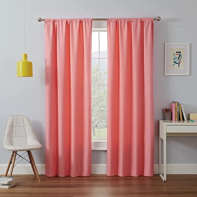 ECLIPSE Kendall Modern Blackout Thermal Rod Pocket Window Curtain for Bedroom or Living Room (1 Panel), 42" x 54", Coral
