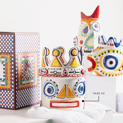 Serax Flower Vase | Sicily by Ottolenghi | Colorful Head Stoneware Home Decor Living Room for Coffee Table, Kitchen Decorations | Modern Entryway Table Decor or for Shelves | Unique Centerpiece Vases