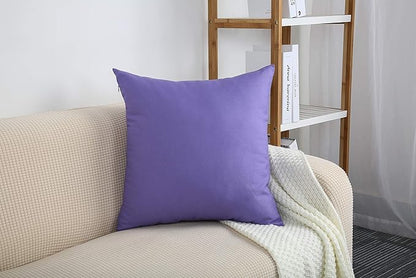 TangDepot Handmade Decorative Solid 100% Cotton Canvas Throw Pillow Covers/Pillow Shams, (12"x12", Violet)