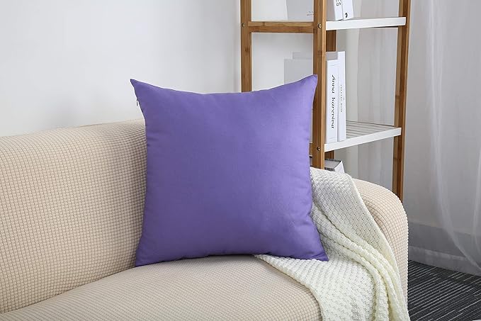 TangDepot Handmade Decorative Solid 100% Cotton Canvas Throw Pillow Covers /Pillow Shams, (16" x16" , Violet, 1 Count (Pack of 1))
