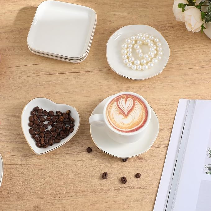 Shappy 24 Pcs Ceramic Jewelry Tray 4.5 in Ring Dish Bulk Decorative Trinket Dish for Bridal Shower Weddings Birthdays Gifts