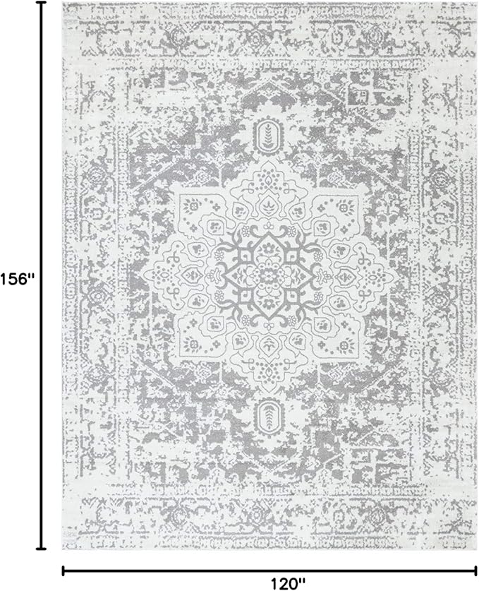 Rugs.com Arlington Collection Rug – 10' x 13' White Medium-Pile Rug Perfect for Living Rooms, Large Dining Rooms, Open Floorplans