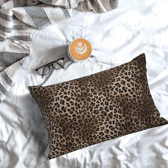 Brown Leopard Pillow Covers 12x20 Inch Set of 2 Cheetah Throw Pillows Skin Animal Print Pillow Cases Outdoor Farmhouse Soft Cotton Cushion Case Lumbar Modern Decorative Pillows for Couch Sofa