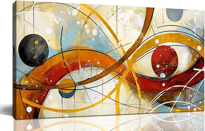 Large Abstract Canvas Wall Art for Living Room Bedroom Home Office Modern Wall Decor Line Geometric Abstract Picture Framed Canvas Prints Size 24x48
