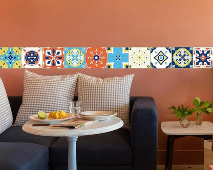 FLFK Wallpaper Border Tile Stickers Peel and Stick Wall Border for Kitchen Backsplash Bathroom Shower Room,8"x240"