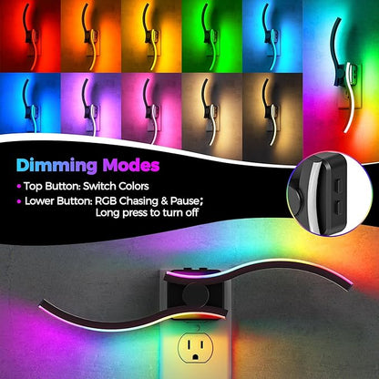 Briignite Night Lights Plug into Wall [2 Pack], 3000K+8 Color Changing Dimmable LED Night Light 1W 180° Rotating Dusk to Dawn Sensor Plug in Nightlight for Bathroom Bedroom Hallway Kitchen