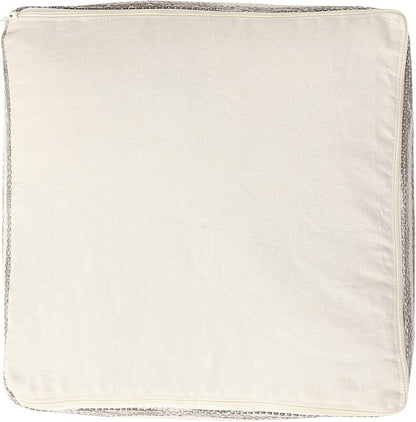 REDEARTH · Tufted Pouf Ottoman with Filler Textured Storage Cube Bean Bag Pouffe Footrest for Living Room, Bedroom, Nursery, Kidsroom; 100% Cotton (17.5"X17.5"X17.5", Melange Delight Taupe)