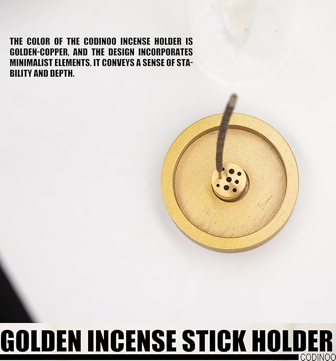 2 pcs Glass Incense Holder for Sticks,Modern Incense Stick Holder with Ash Catcher[Anti ash Flying], Wooden Incense Burner Holder,Zen Glass Incense Holder,for Spa Home Decor Yoga Meditation[Golden]
