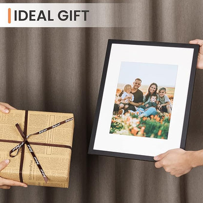 upsimples 12x16 Picture Frame Set of 5, Display Pictures 8.5x11 with Mat or 12 x 16 Without, Wall Gallery Poster Frames, Black