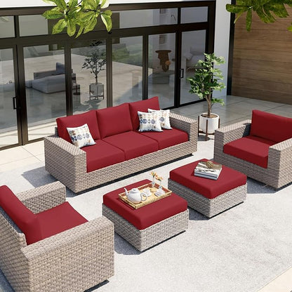 hyha Waterproof Couch Cushion Covers, Stretch Sofa Couch Seat Slipcover for Dog Washable, Non-Slip Waterproof Outdoor Cushion Covers for Patio Furniture Replacement (1 Piece for Medium, Wine Red)