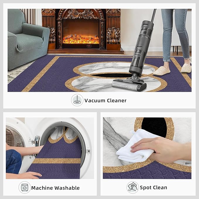 Marble Area Carpet Elegant Purple Marble Area Rugs for Living Room Modern Minimalist Rug Modern Light Luxury Geometric Carpet for Bedroom Entrance Door 6x9ft