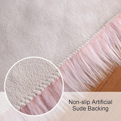 Softlife Pink Faux Fur Sheepskin Chair Cover 2 PCs Seat Cushion Pad Super Soft Area Rugs for Living Bedroom Sofa Dorm (1.6ft x 1.6ft)