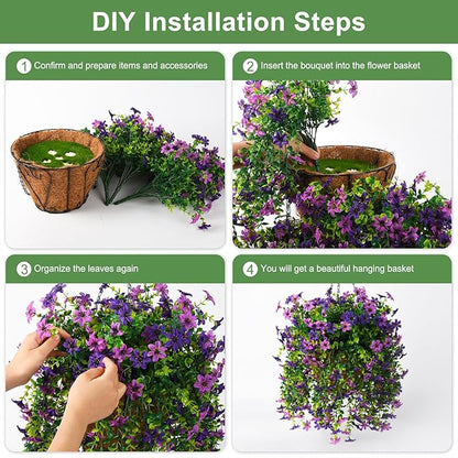 INQCMY Artificial Faux Hanging Flowers Plants Basket for Outdoor Outside Spring Summer Decoration,UV Resistant Fake Silk Daisy in Planter Resistant Look Real for Home Porch Balcony Patio Yard Decor