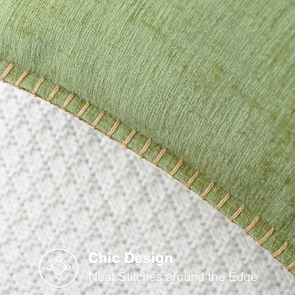 CaliTime Throw Pillow Covers Decorative 20 X 20 Inches Pack of 2 Cotton Thread Stitching Edges Solid Dyed Soft Chenille Cushion Cases for Couch Sofa Bed Living Room Farmhouse Sage Green
