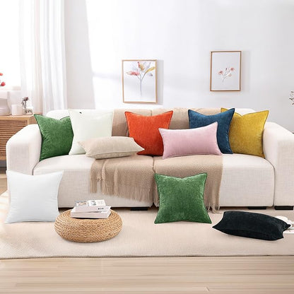 decorUhome Spring Couch Euro Sham Throw Pillow Covers 22x22 Set of 2, Decorative Soft Velvet Neutral Chenille Pillow Covers with Elegant Design for Sofa Bed Living Room Home Decor, Ultimate Gray