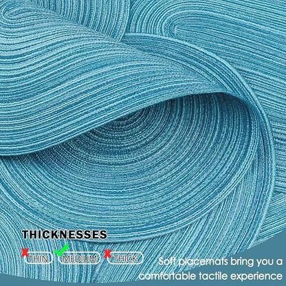 Noctiflorous Oval Braided Placemats Set of 8 Woven 12x18 Inch Non Slip Washable Heat Resistant Place Mats Round Tablemats for Dining Kitchen Party Daily Table Decor Dinner Mats (Sky Blue, 8)