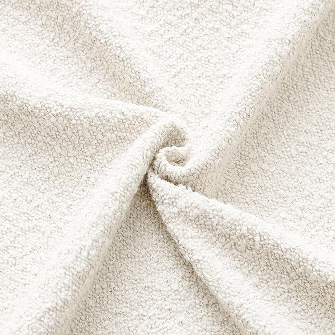 ANRODUO Pack of 2 Textured Boucle Throw Pillow Covers Soft White Decorative Accent Solid Pillow Cases Cozy Modern Couch Cushion Case for Chair Sofa Bedroom Living Room Spring Home Decor, 18 x 18 Inch