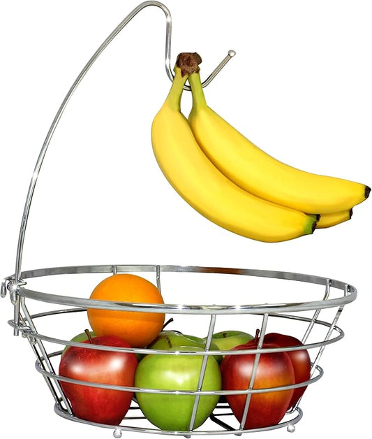 Deco Brothers Fruit Bowl with Banana Holder, Chrome